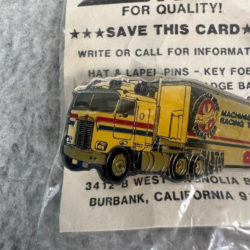 Vintage SRE Industries Enamel Lapel Pin Semi Truck Machinists Union Racing Team